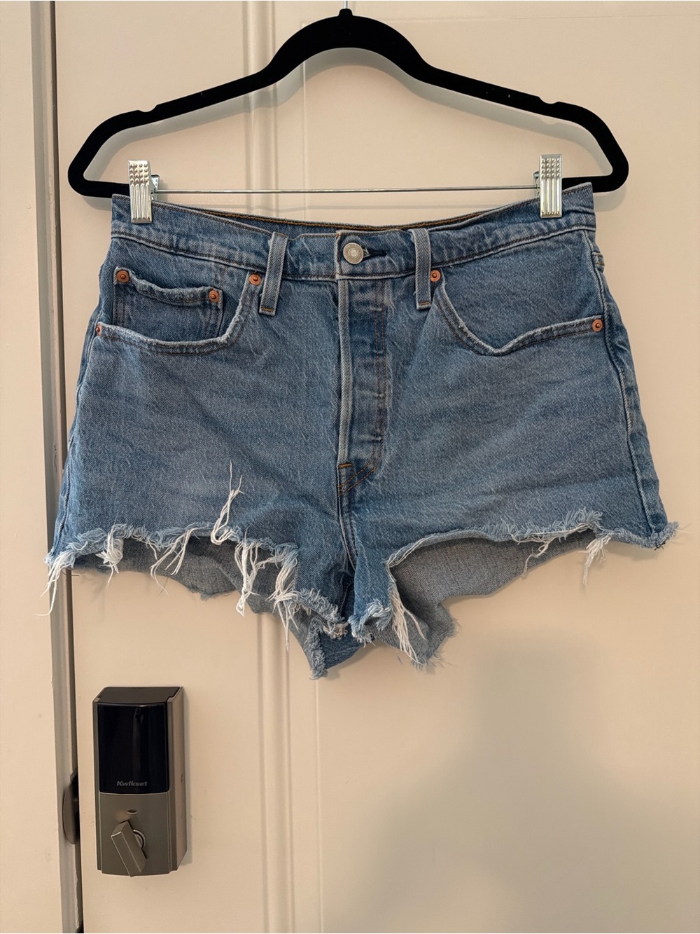 Levi's Distressed Light Blue Denim Cutoff Shorts